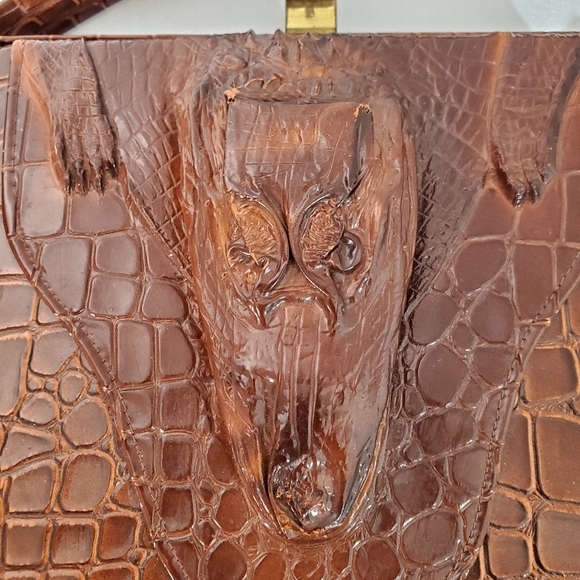 Vintage 70s Alligator Satchel Genuine Reptile Skin - Picture 11 of 12
